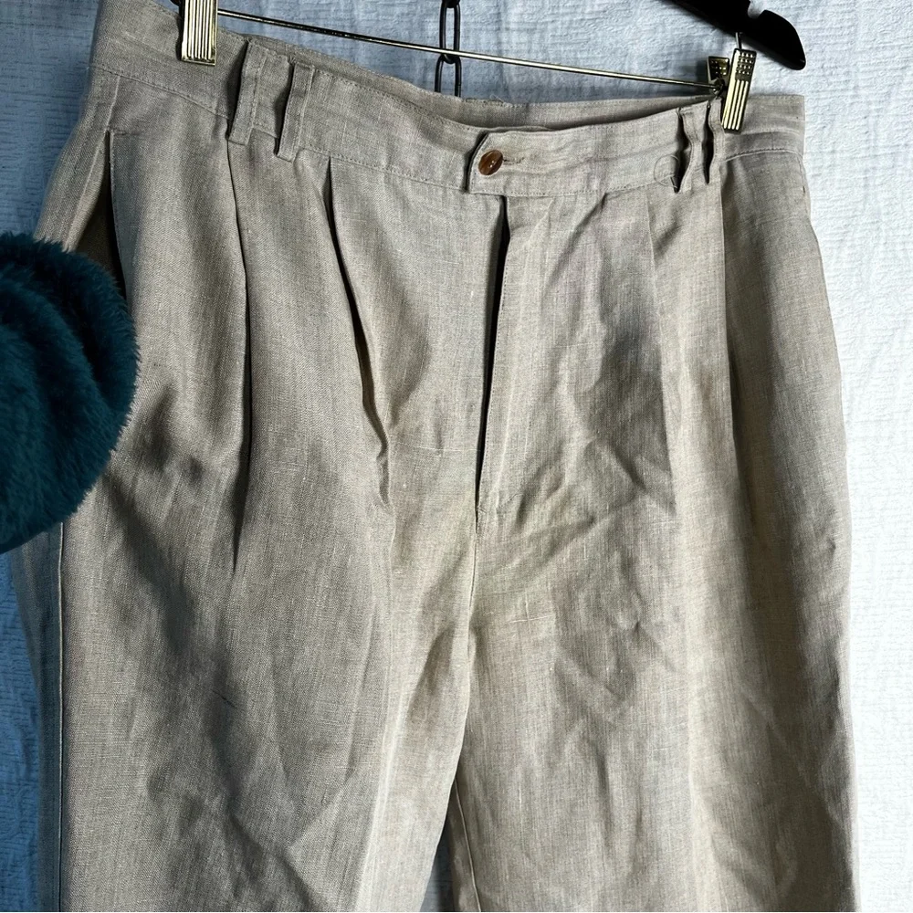Zeidler and Zeidler 100 Linen Pants Mens 34 Long Pleated Front High Waisted Pant